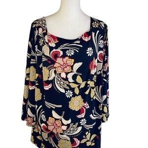 Lane Bryant Womens Multicolored Floral Boho Casual‎ Plus Size Tunic Blouse 18/20